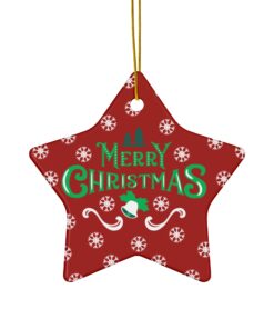 Elegant red, white, and green Merry Christmas Ornament star shape