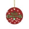Elegant red, white, and green round Merry Christmas Ornament