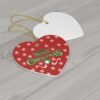 Elegant red, white, and green Merry Christmas Ornament heart shape