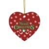 Elegant red, white, and green Merry Christmas Ornament heart shape