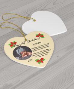 personalized, heart shape custom baby, photo ornament, baby's name, baby's photo