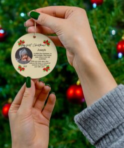 personalized, Circle custom baby, photo ornament, baby's name, baby's photo