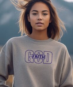 Sports Grey Gildan 1800 sweatshirt with the word Faith nestled in the word God