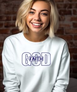 Sports Grey Gildan 1800 sweatshirt with the word Faith nestled in the word God