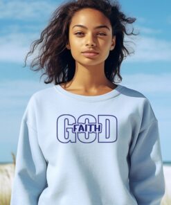 Light Blue Gildan 1800 sweatshirt with the word Faith nestled in the word God