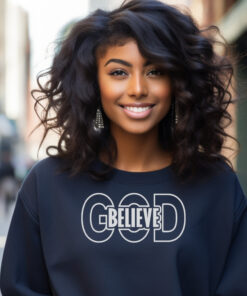 Navy blue sweatshirt with the word 