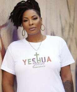 White TShirt-with-Yeshua-Jesus-HaMashiach-written-in-multiple-colors.