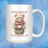 15 oz Ceramic Coffee Cup with picture of bear with the words Merry Moments