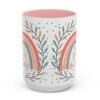 15 0z. Christian coffee mug with 'Let God Handle It' quote, rainbow design, and leafy accents – perfect for inspiration and faith-filled mornings.