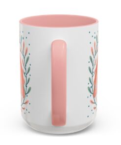 15 0z. Christian coffee mug with 'Let God Handle It' quote, rainbow design, and leafy accents – perfect for inspiration and faith-filled mornings.