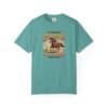 Vintage western design of a running horse with the text “If It Involves Jesus and Horses Count Me In” on a T shirt, Christian horse lover graphic