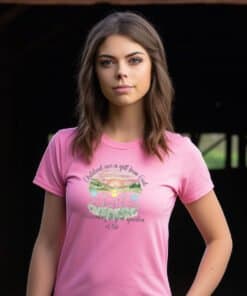 Pink Children Are a Gift From God Floral Christian T-Shirt featuring a watercolor sunrise, handprint flowers, and faith-based quote.