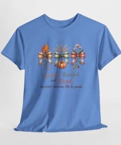 Grateful Thankful Blessed Christian T-Shirt Caralonia Blue Gildian 5000