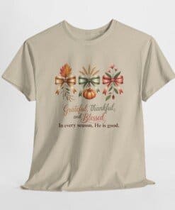 Grateful Thankful Blessed Christian T-Shirt sand color Gildian 5000