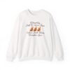 Christian Fall Sweatshirt – White sweatshirt with “I Am Blessed Fall O’Ween Jesus” text and fall leaves design, faith-based autumn clothing for women.