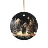 ceramic Ornament with a serene winter night scene