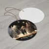 ceramic Ornament with a serene winter night scene