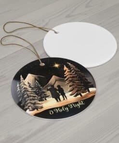 ceramic Ornament with a serene winter night scene