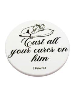 Christian Coaster with Sleeping Baby