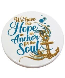 Christian Coaster - An Anchor for the Soul. Hebrews 6:19 Scripture Decoration is a beautiful reminder of steady faith and God's promises.