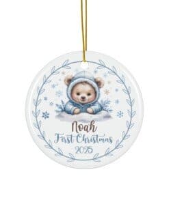 Alternative view of Personalized Baby  First Christmas 2025 Ornament