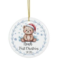 Alternative view of Personalized Baby First Christmas 2025 - Santa Bear Keepsake