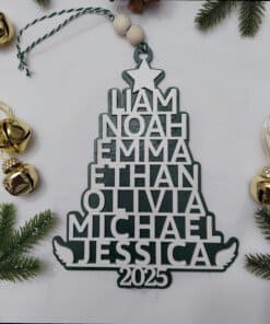 Family Name Christmas Ornament - green with backer