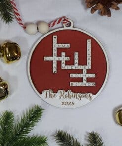 Family Crossword Ornament red color