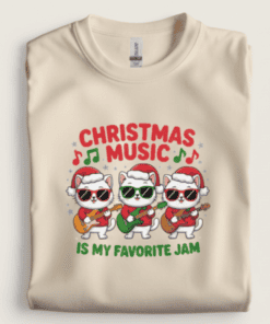 Christmas Favorite Jam Kittens T-Shirt sand color folded