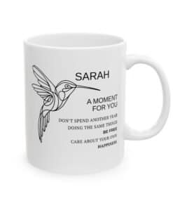 Personalized Be Free Hummingbird Ceramic Mug White Right, 11oz