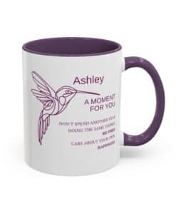 Personalized Be Free Hummingbird Coffee Mug Right, 11oz, Purple