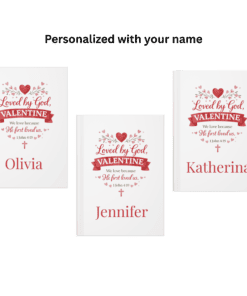 personalized Christian Valentine journal show three different choices in names