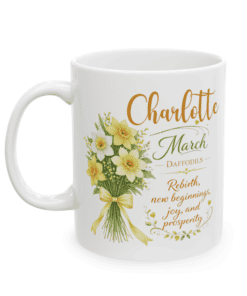 Personalized March Birth Flower Mug