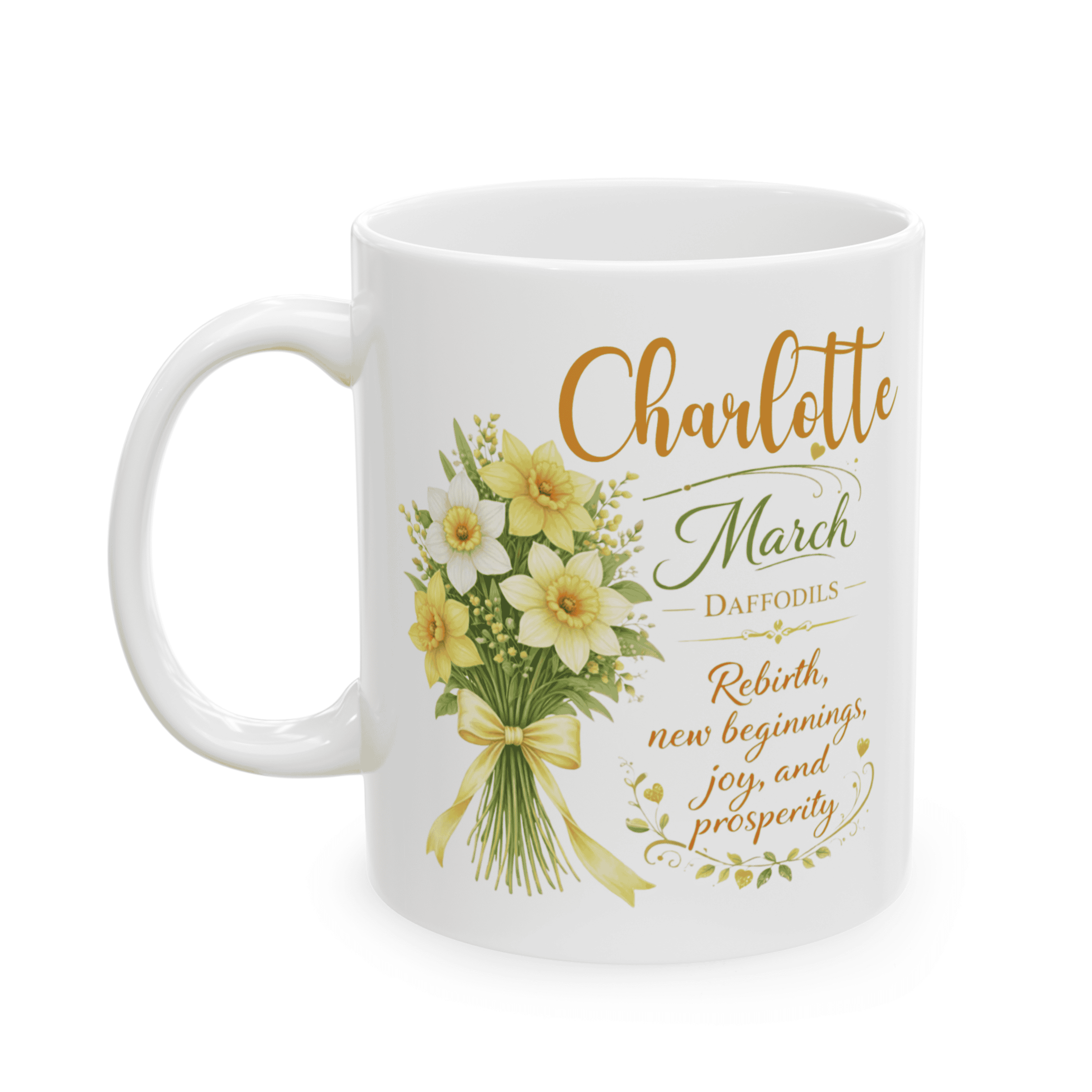 Personalized March Birth Flower Mug
