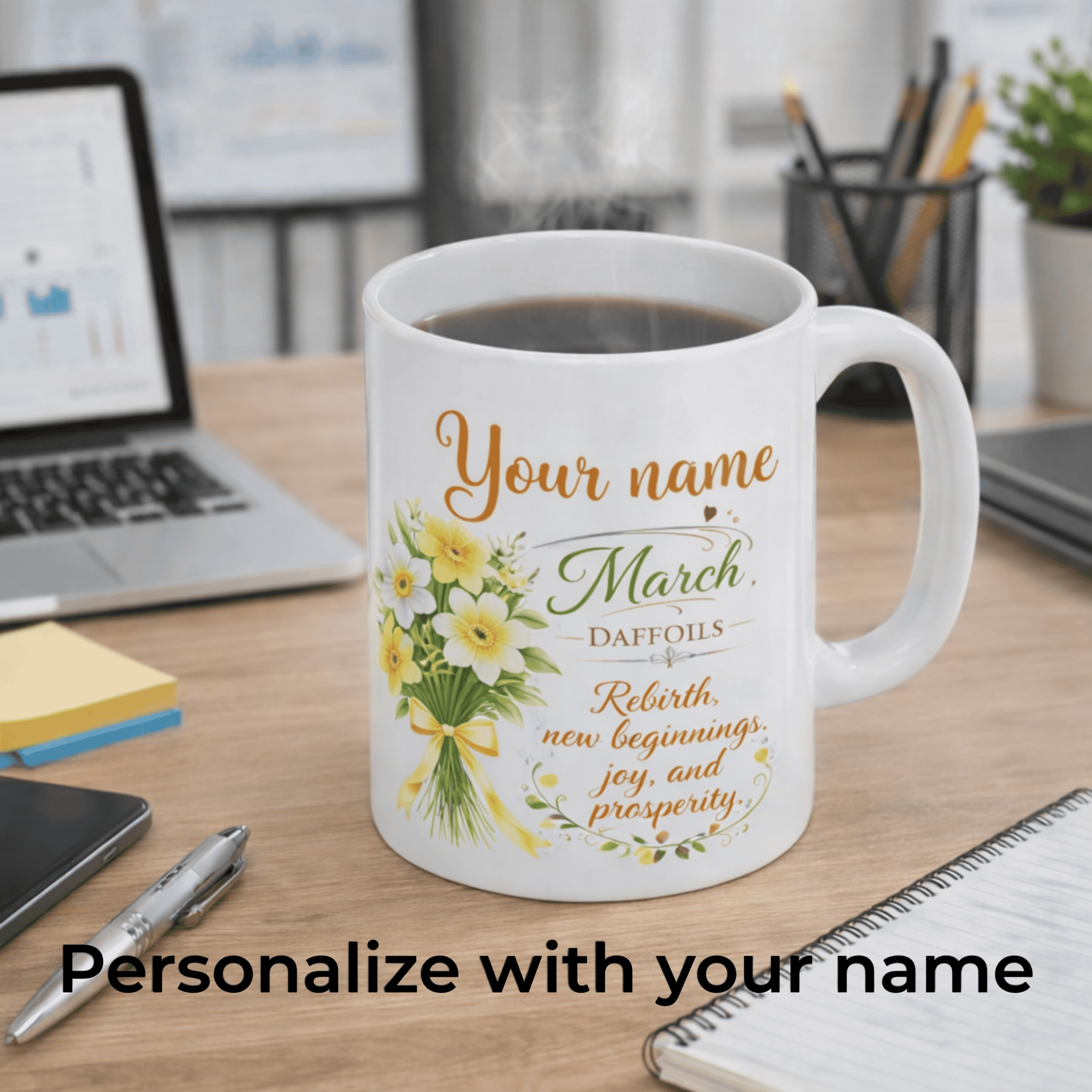 Personalized March Birth Flower Mug - Image 6