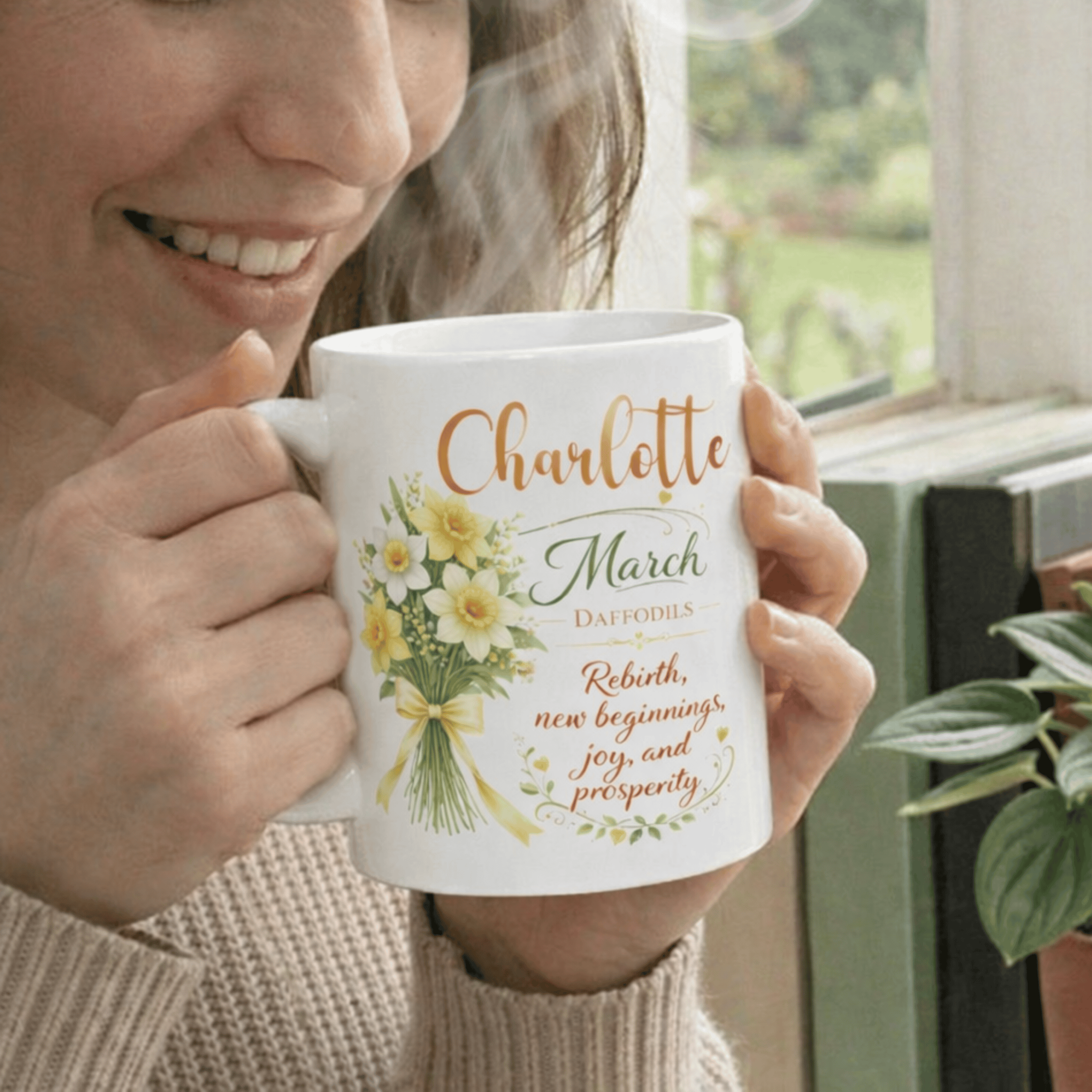 Personalized March Birth Flower Mug - Image 5