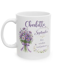 Personalized September Birth Flower Mug