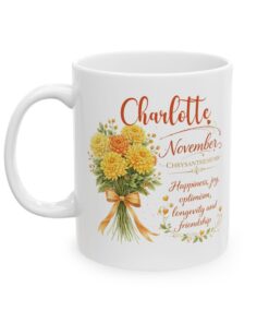 s personalized November birth flower mug