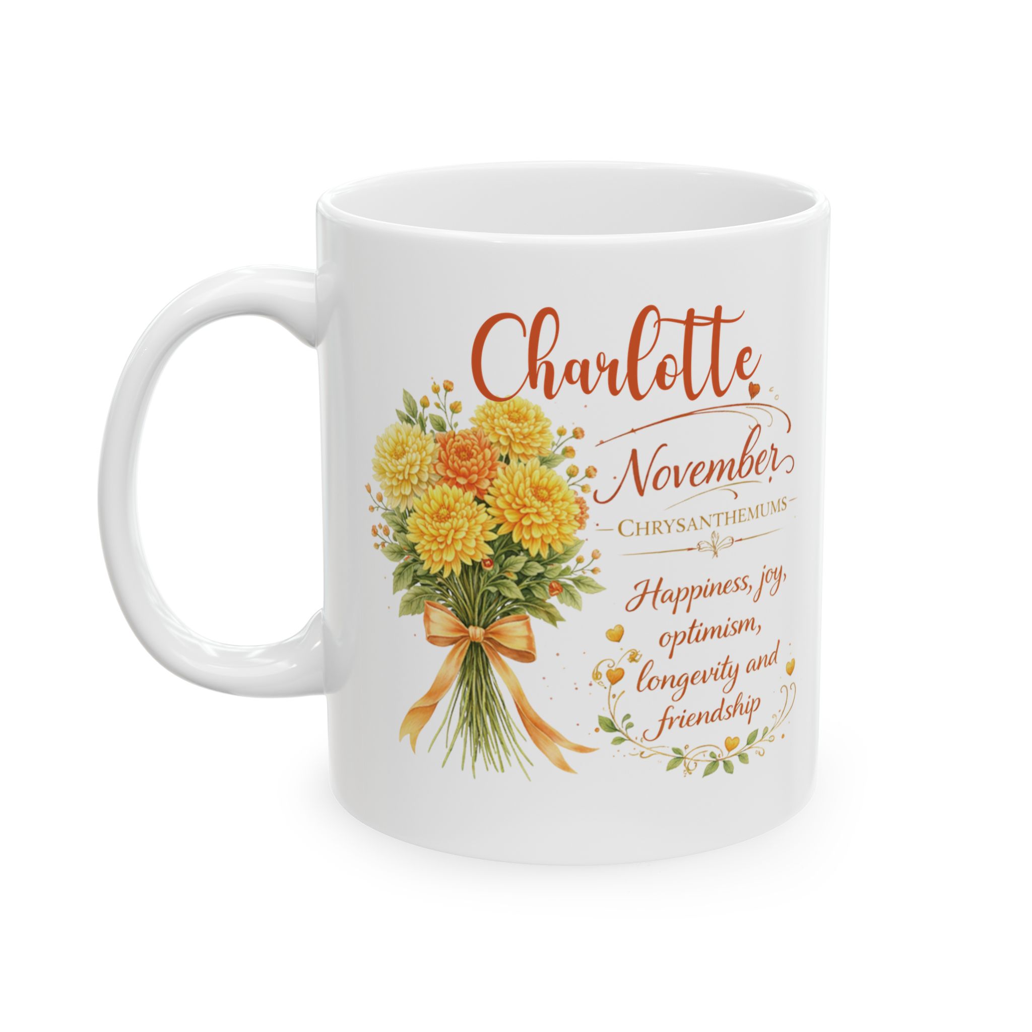 s personalized November birth flower mug