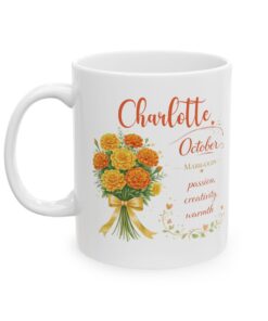 personalized October birth flower mug