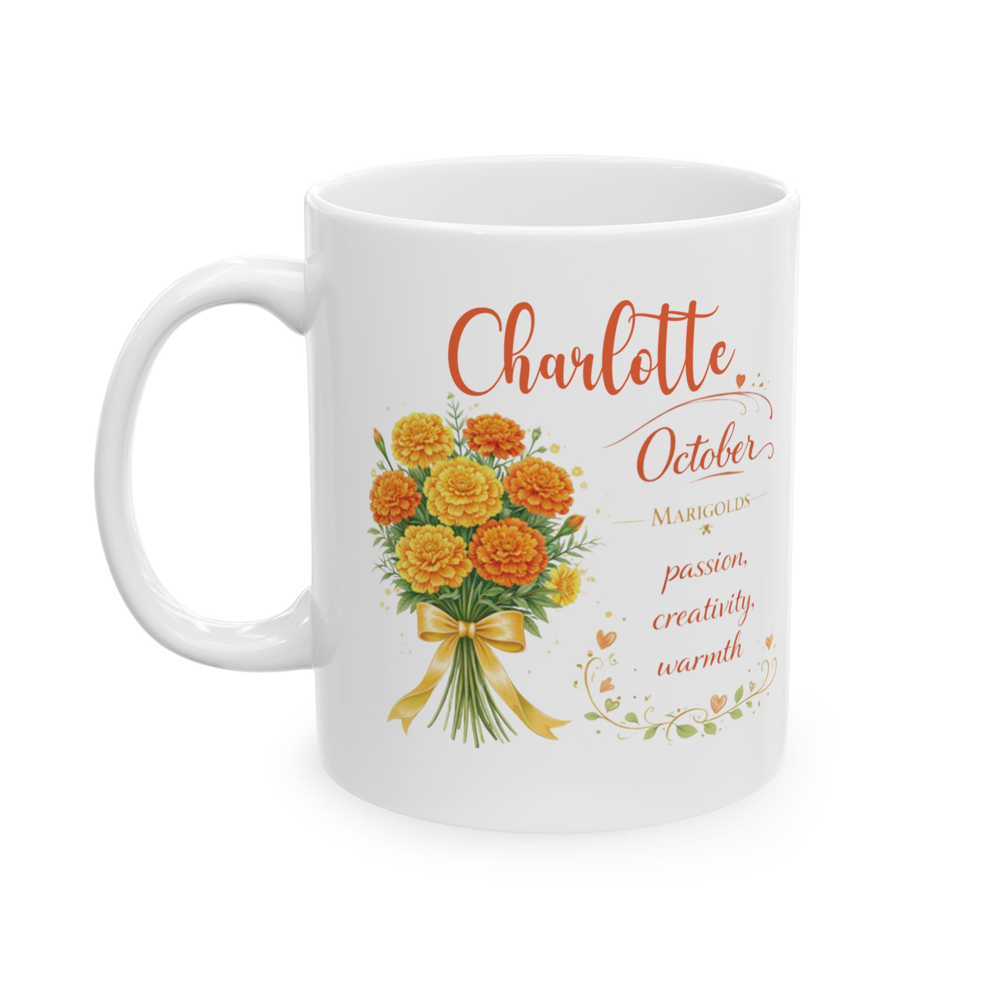 personalized October birth flower mug