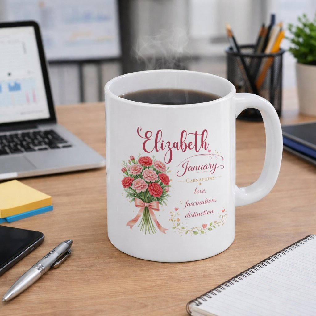 Personalized January Birth Flower Mug - Image 7