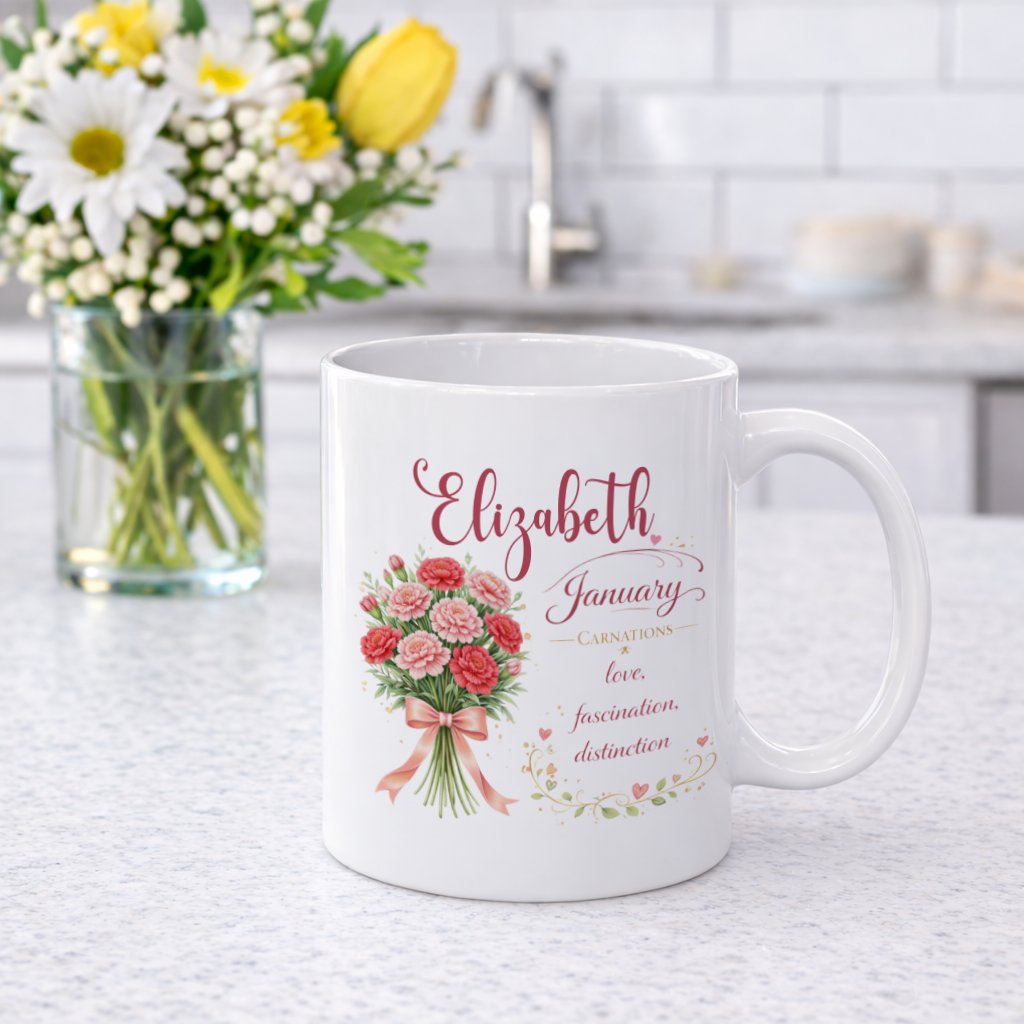 Personalized January Birth Flower Mug - Image 5
