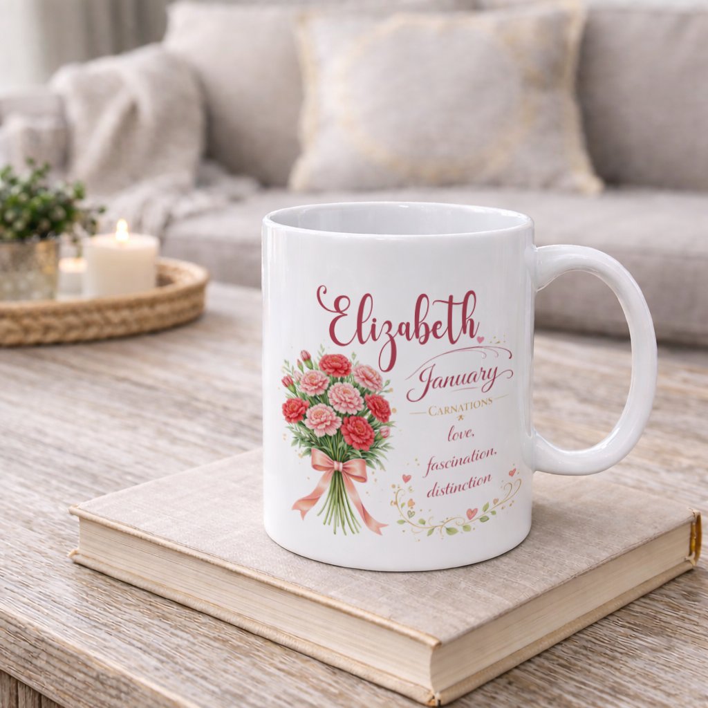 Personalized January Birth Flower Mug - Image 3