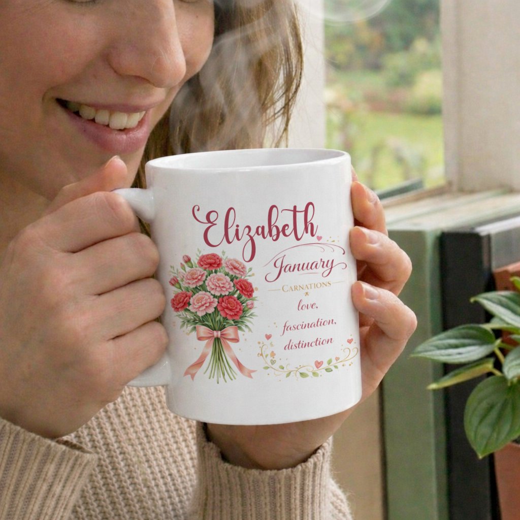 Personalized January Birth Flower Mug - Image 4