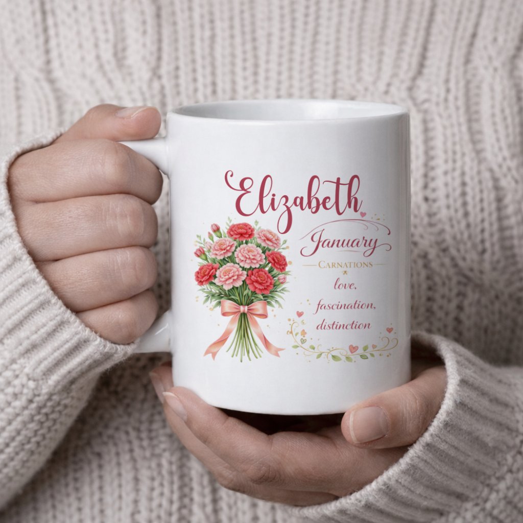Personalized January Birth Flower Mug - Image 6