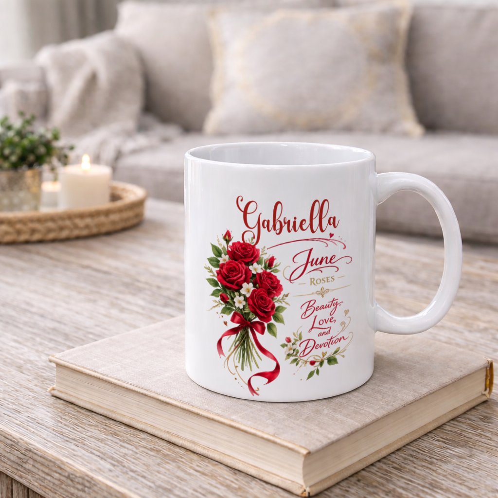 Personalized June Birth Flower Mug - Image 3