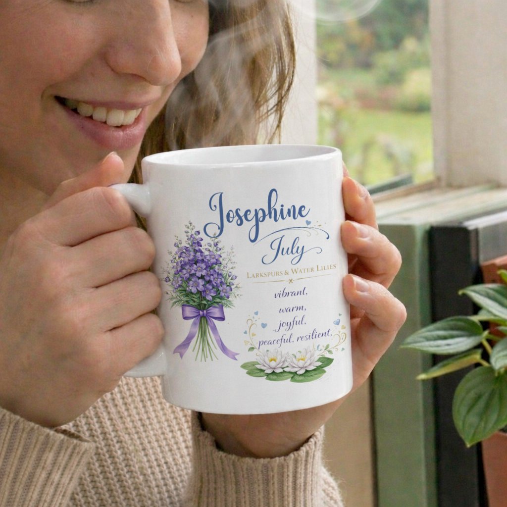 Personalized July Birth Flower Mug - Image 3
