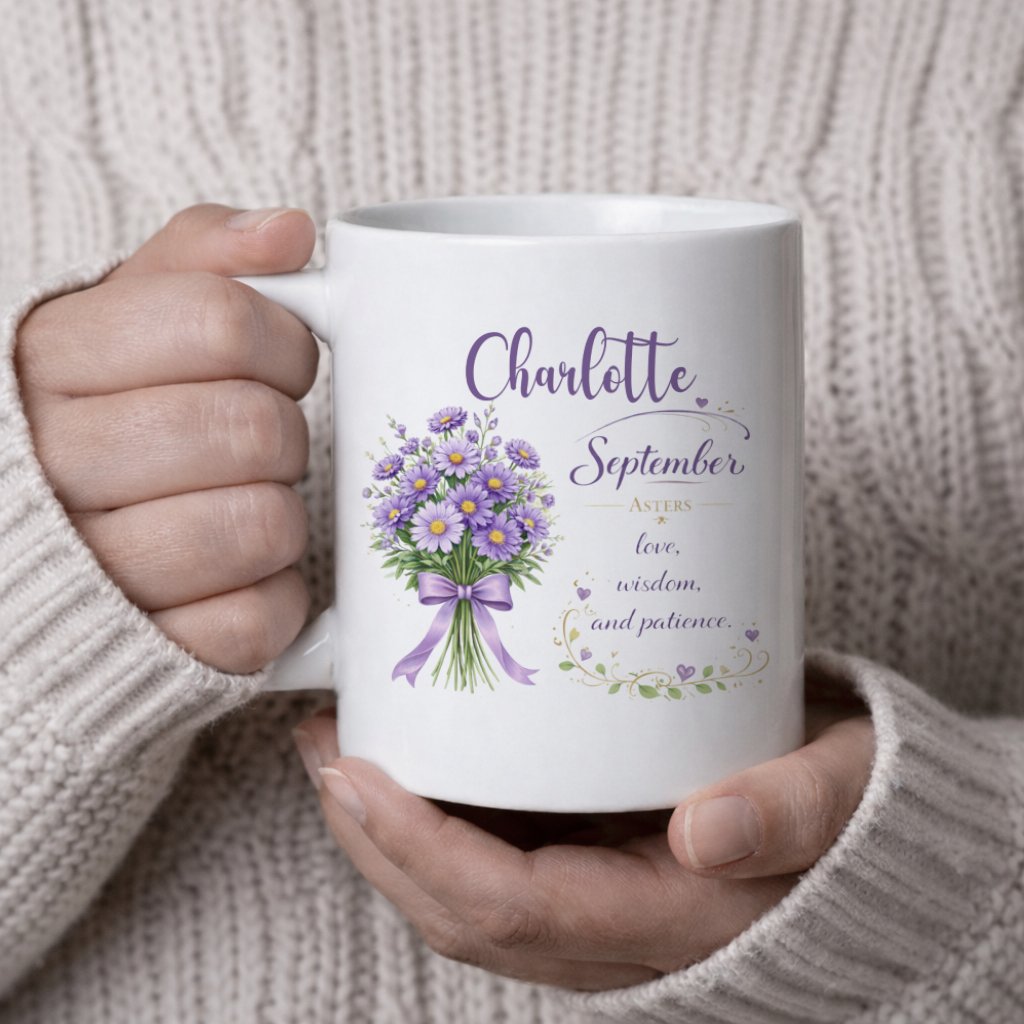 Personalized September Birth Flower Mug - Image 4