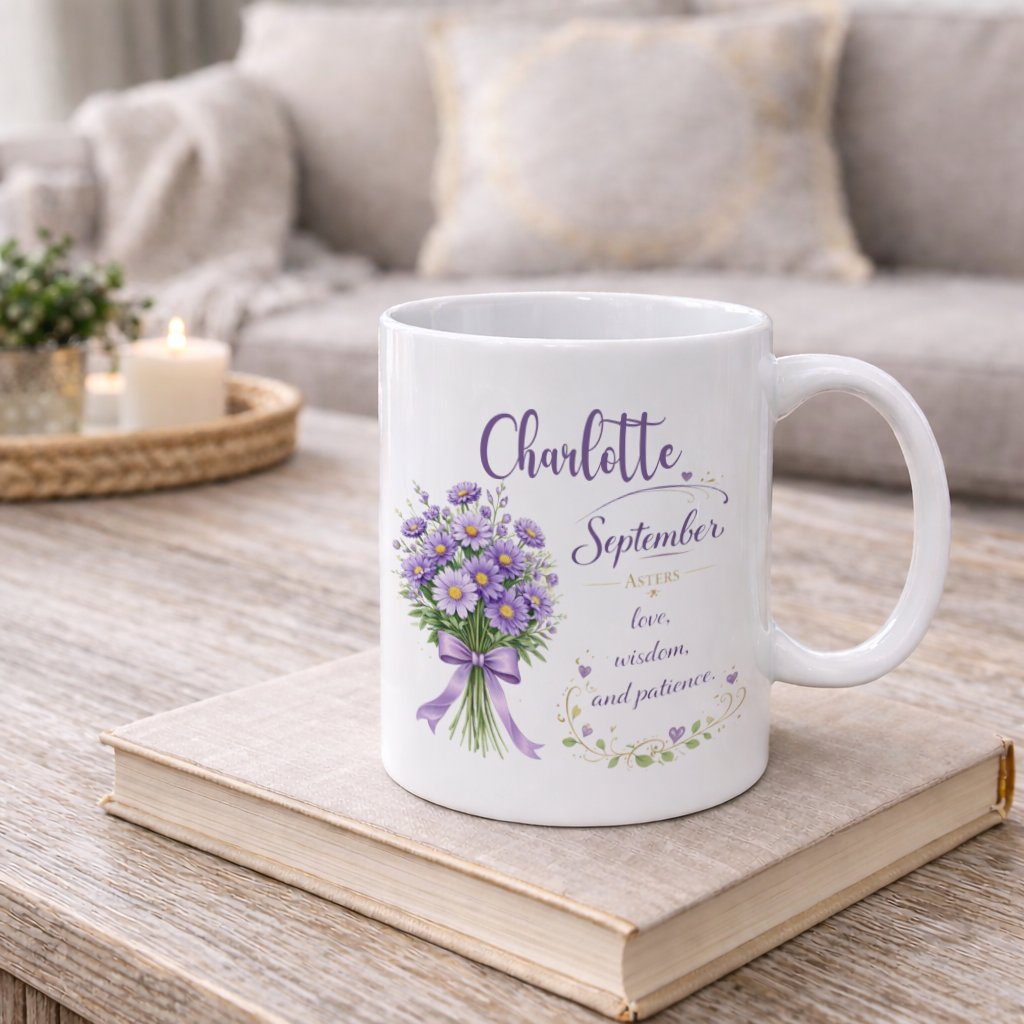 Personalized September Birth Flower Mug - Image 3
